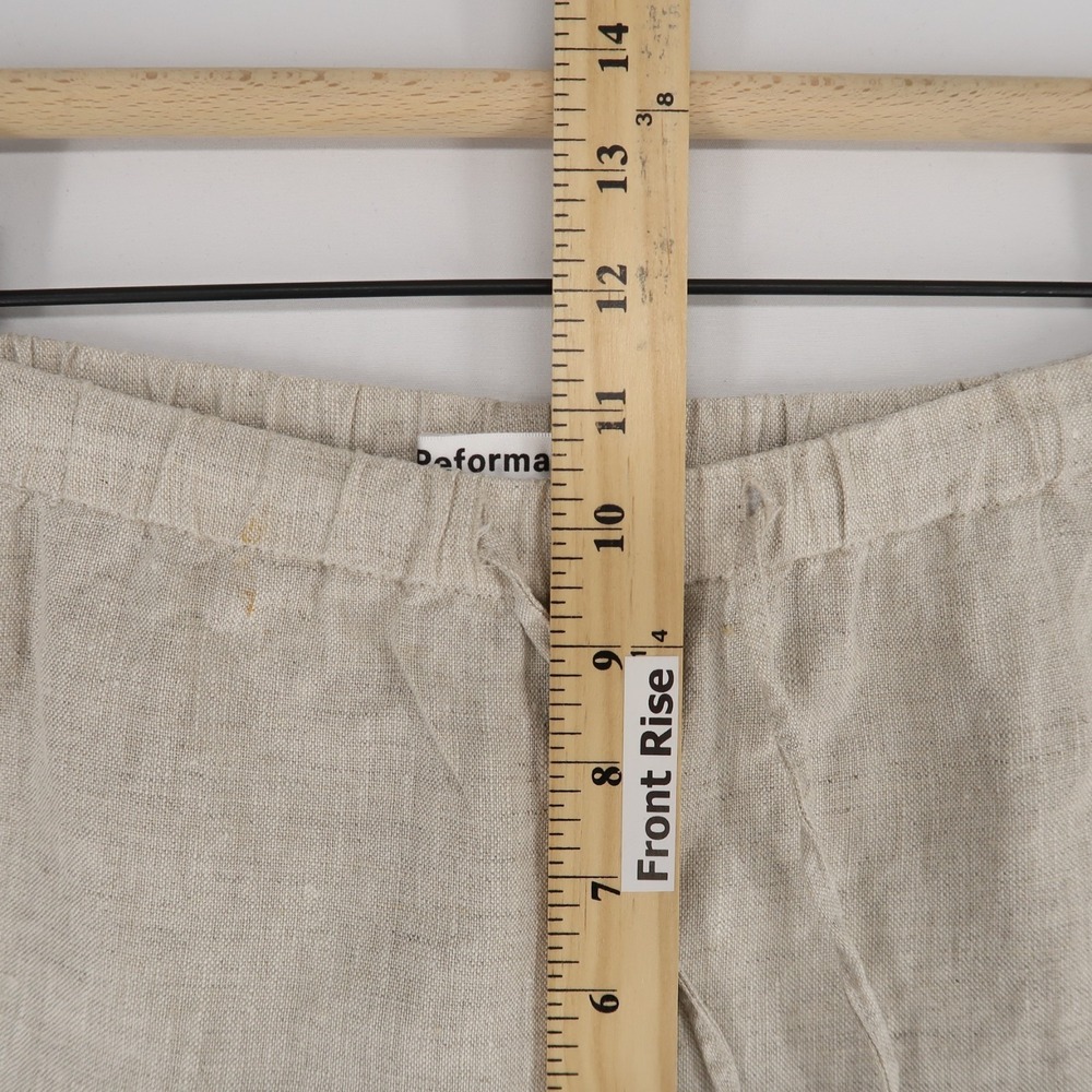 Reformation Olina Pants Womens XS Oatmeal Beige Solid Linen Wide Leg Drawstring - Picture 6 of 11
